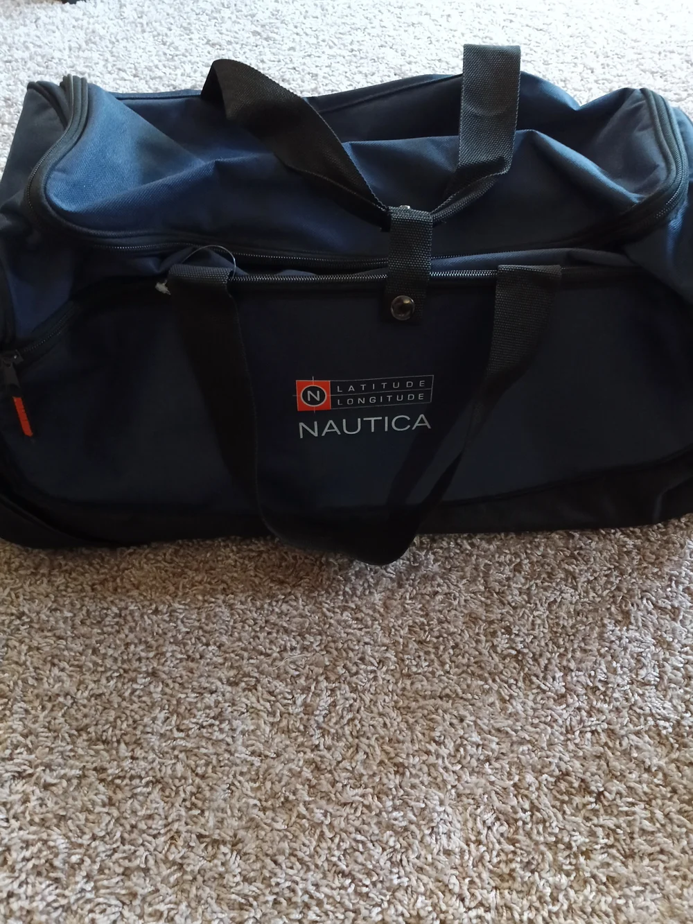 Nautica Navy and Black Duffel Bag with Orange Accent